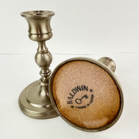 Baldwin 4.5" Candlestick Platinum Mist Brushed Nickel Pair - Picture 3 of 4